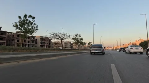 Vehicle Passing Through Developed Urban District Streets New Cairo Showing Vídeo Stock 329783853