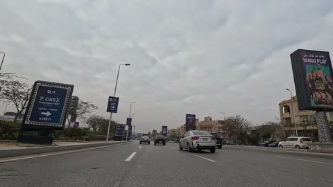 Vehicle Passing Through Dynamic City Roads New Cairo Showing Buildings Traffic Stock Footage 329722415