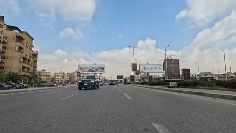 Vehicle Passing Through Green Streets New Cairo Showing Buildings Traffic Stock Footage 330113967