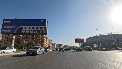 Vehicle Passing Through Modern Roads New Cairo Showing Buildings Traffic Life Stock Footage 329673788