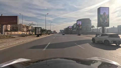 Vehicle Passing Through Modern Streets New Cairo Showing Buildings Traffic Stock Footage 329654570