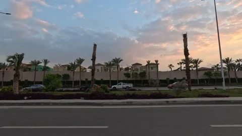 Vehicle Passing Through Modern Streets New Cairo Showing Buildings Traffic Stock Footage 329893640