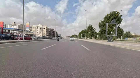 Vehicle Passing Through Spacious City Roads New Cairo Showing Buildings Traffic Stock Footage 329659061