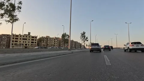 Vehicle Passing Through Spacious City Roads New Cairo Showing Buildings Traffic Stock Footage 329783752