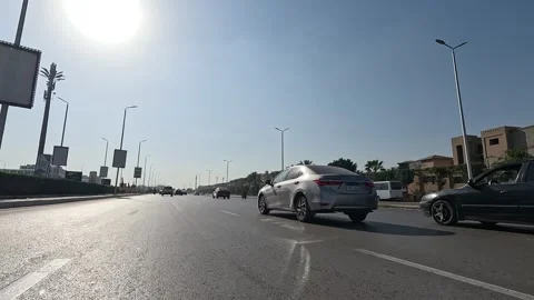 Vehicle Passing Through Spacious City Roads New Cairo Showing Buildings Traffic Stock Footage 329810982