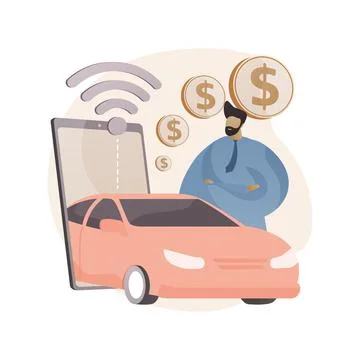 In vehicle payments abstract concept vector illustration. Stock Illustration