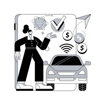 In vehicle payments abstract concept vector illustration. Stock Illustration