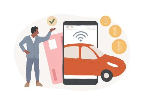 In vehicle payments isolated concept vector illustration. Ilustración de archivo