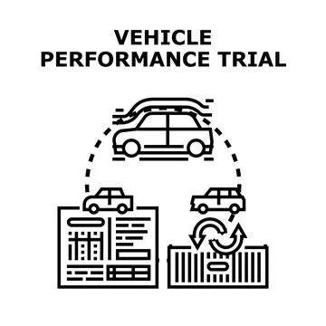Vehicle performance trial and development concept designing Stock Illustration