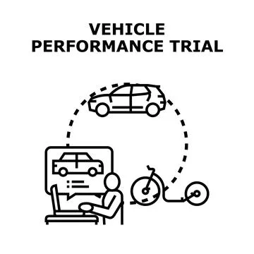 Vehicle performance trial and development testing concept Ilustração Stock