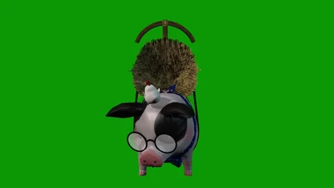 Vehicle Pig idle scene Front 3D Rendering Animation On Green Screen Stock Footage 309856299