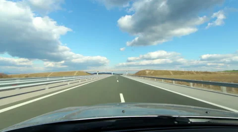 Vehicle point of view driving car on Highway Stock Footage 47730299