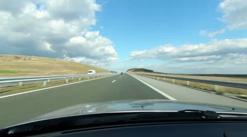 Vehicle point of view driving car on Highway 库存影片 47730378