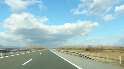 Vehicle point of view driving car on Highway Stock-Footage 47730643