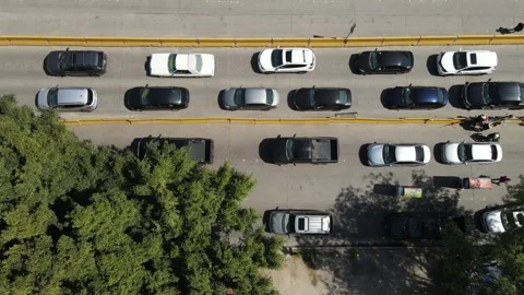 Vehicle queue at San Ysidro - Tijuana border crossing Video stock 303861233