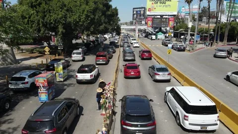Vehicle queue at San Ysidro - Tijuana border crossing Video stock 303861280