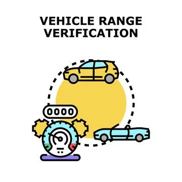 Vehicle range verification checking mileage and car performance Stock Illustration