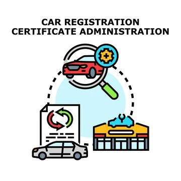 Vehicle registration certificate administration process Stock Illustration