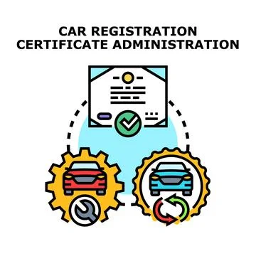 Vehicle registration certificate administration process concept 스톡 일러스트