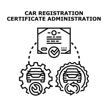 Vehicle registration certificate administration process concept イラスト素材