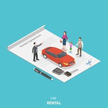 Vehicle rental flat isometric vector concept. Stock Illustration