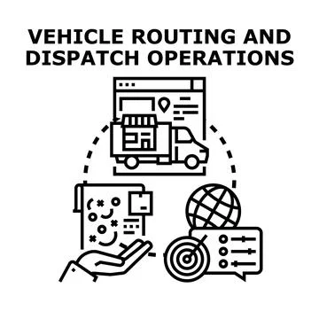 Vehicle routing and dispatch and logistics operations planning Stock Illustration