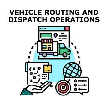 Vehicle routing and dispatch and logistics operations planning 스톡 일러스트