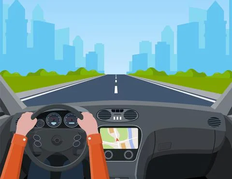 Vehicle salon, inside car driver Stock Illustration