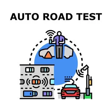 Vehicle self driving technology road testing development Stock Illustration