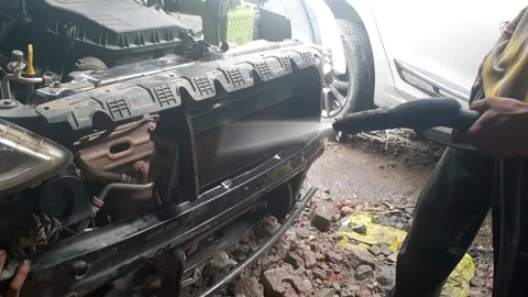 Vehicle Service in Well Equipped Workshop with Professional Car Washing Stock-Footage 314653629