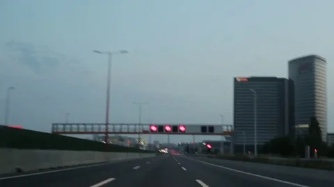 Vehicle shot. A bypass road, around a large European city, autobahn, Vienna Stock Footage 80991762