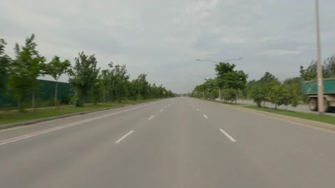 Vehicle Shot Driving Long Empty Straight Road Stock Footage 144646337
