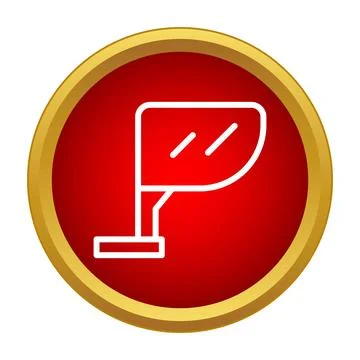 Vehicle side mirror icon on red button 库存插图