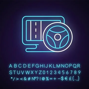 Vehicle simulation neon light icon Stock Illustration
