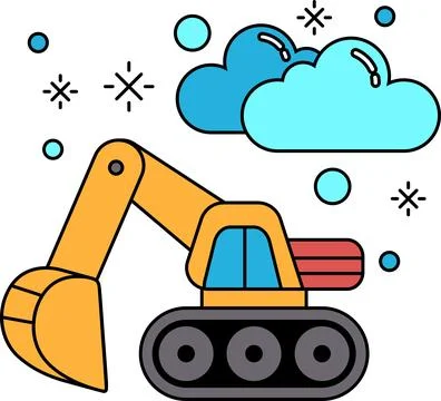 The vehicle is surrounded by a cloud and snow Illustration