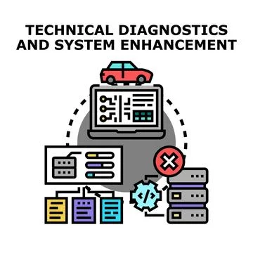 Vehicle technical diagnostics and system enhancement services Stock Illustration