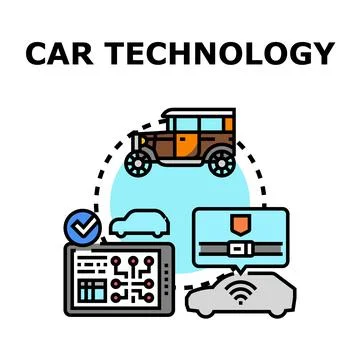 Vehicle technology evolution and future mobility concepts Stock Illustration
