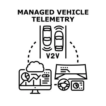 Vehicle telemetry collecting data for managed monitoring system Stock Illustration