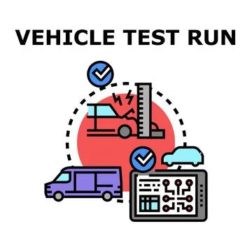 Vehicle testing and research for safety and quality Stock Illustration