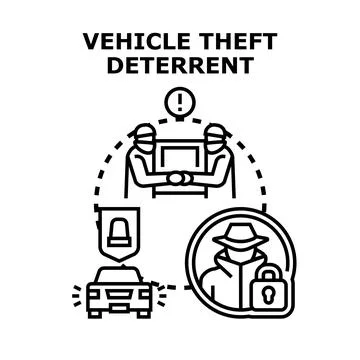 Vehicle theft deterrent system protecting automobile from hackers Stock Illustration