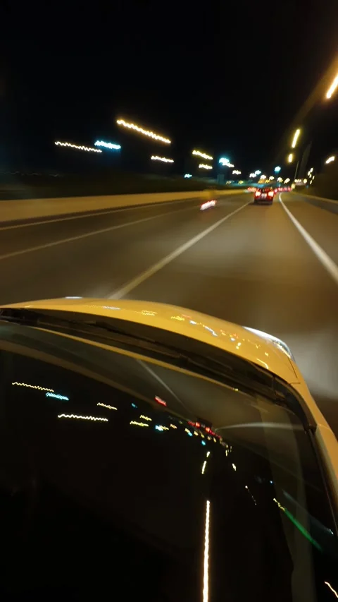 Vehicle Time-lapse view of night highway with light trails and moving cars Stock Footage 287653175
