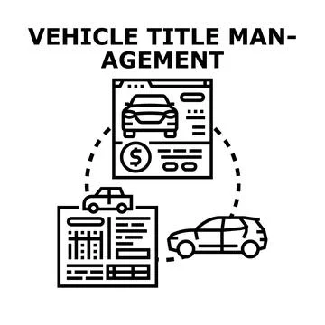 Vehicle title management process online documentation concept Stock Illustration