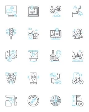 Vehicle tracking linear icons set. GPS, Location, Fleet, Navigation, Monitoring Stock Illustration