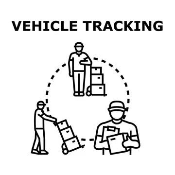 Vehicle tracking system managing global goods delivery processes Stock Illustration