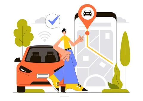 Vehicle Tracking Vector Illustration Featuring Workers Loading Products, Sm.. 스톡 일러스트