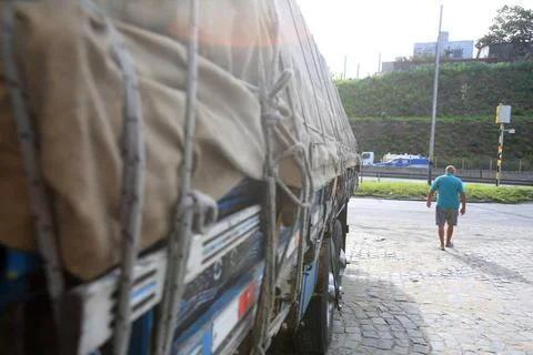 vehicle traffic on federal highway simoes filho, bahia, brazil - march 24... Stock Photos