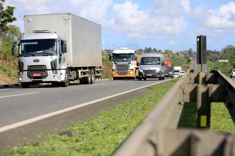 vehicle traffic on federal highway simoes filho, bahia, brazil - march 24... Stock Photos