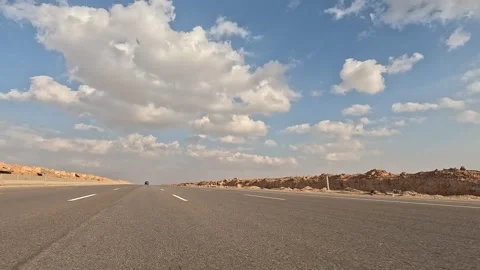 Vehicle Traffic Flow Across Eastern Desert Highway Connecting Cairo Ain Sokhna Stock Footage 329965746