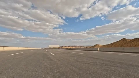 Vehicle Traffic Flow Along Eastern Desert Highway Connecting Cairo Ain Sokhna Stock Footage 330037150