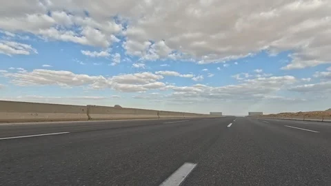 Vehicle Traffic Through Cairo Ain Sokhna Desert Highway Toward Coastal Region Stock Footage 330031472